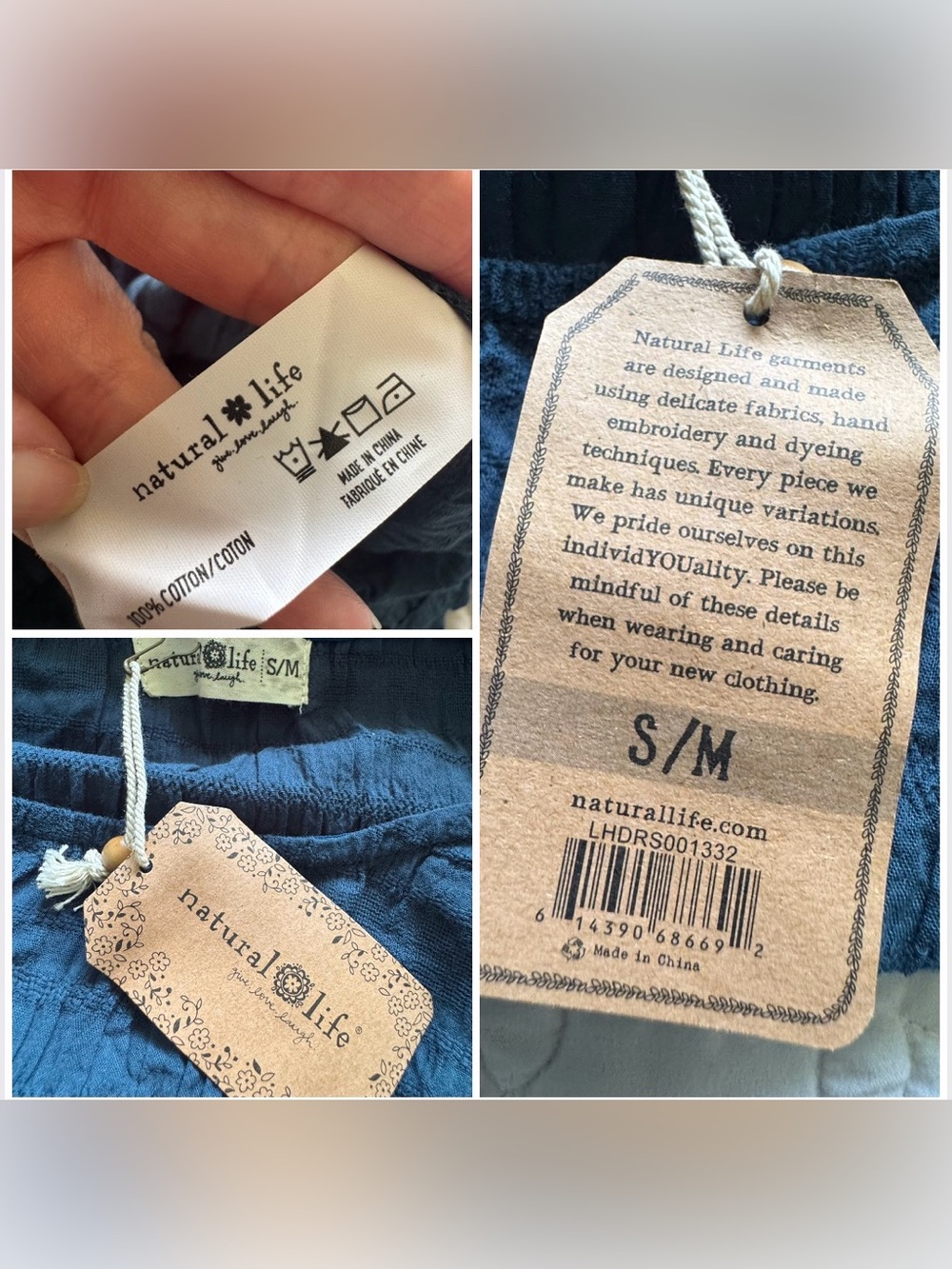 Natural Life Blue Oversized Relaxed Boho Gauze Textured Tunic Top Size Medium - Picture 8 of 11